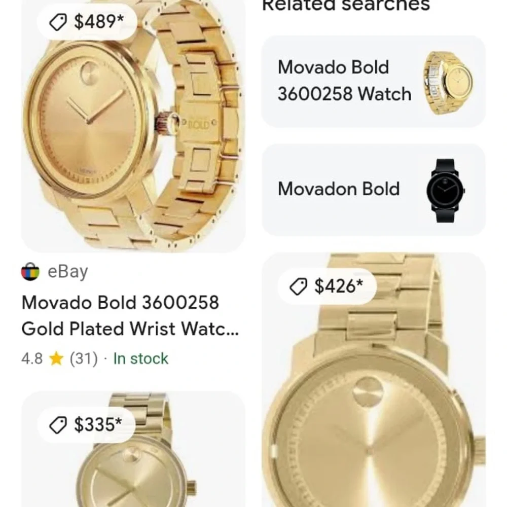 Movado Bold Gold Tone Swiss Made Mens Watch